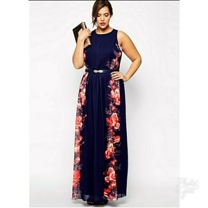 Little Mistress Navy and Floral Maxi Dress